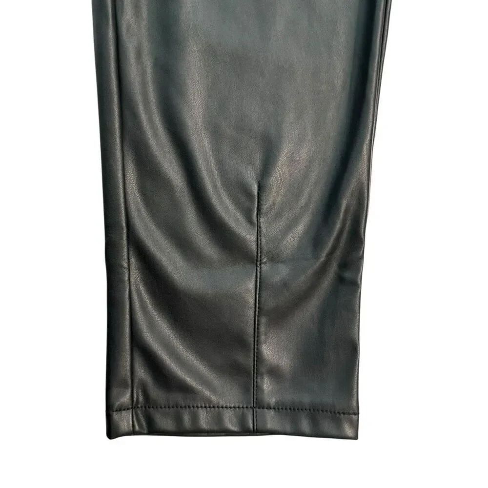 Women's Black Faux Leather Jogger Pants Size XS Elastic Waist - Picture 3 of 5